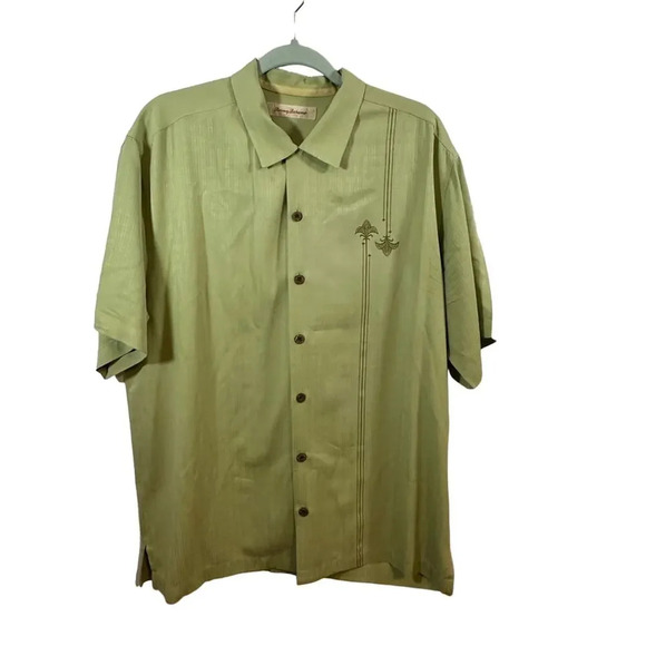 Tommy Bahama Green 100% Silk Vacation Button Up Shirt - Picture 1 of 5